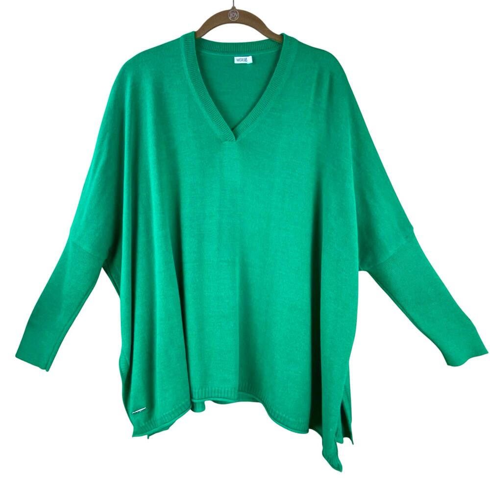 Mersea Catalina Oversized Sweater One Size Kelly Green V-Neck